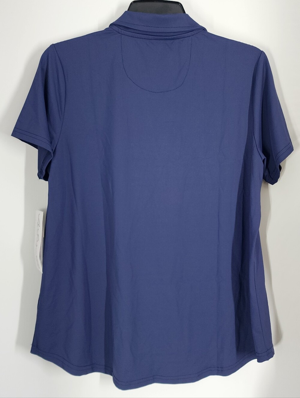 NEW Lulu-B Size Large Collar Knit Top Shirt Solid Blue Short Sleeve UPF 50+ - Picture 4 of 8